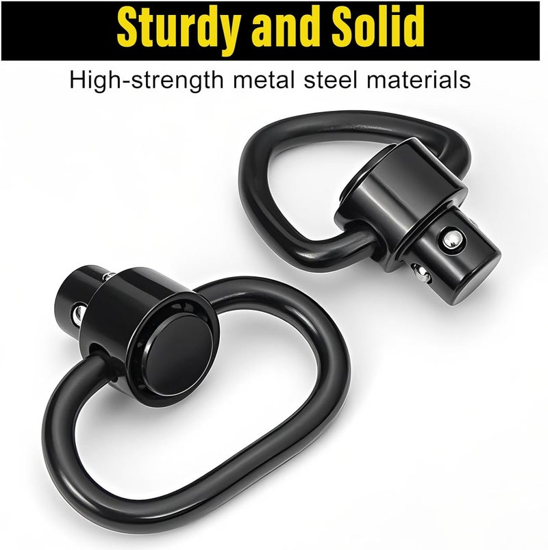 NEATABY Quick Detach Sling Swivel Attachments, Heavy Duty Button-Operated Mount, Two Point and Traditional Sling Swivel, Black - Image 3